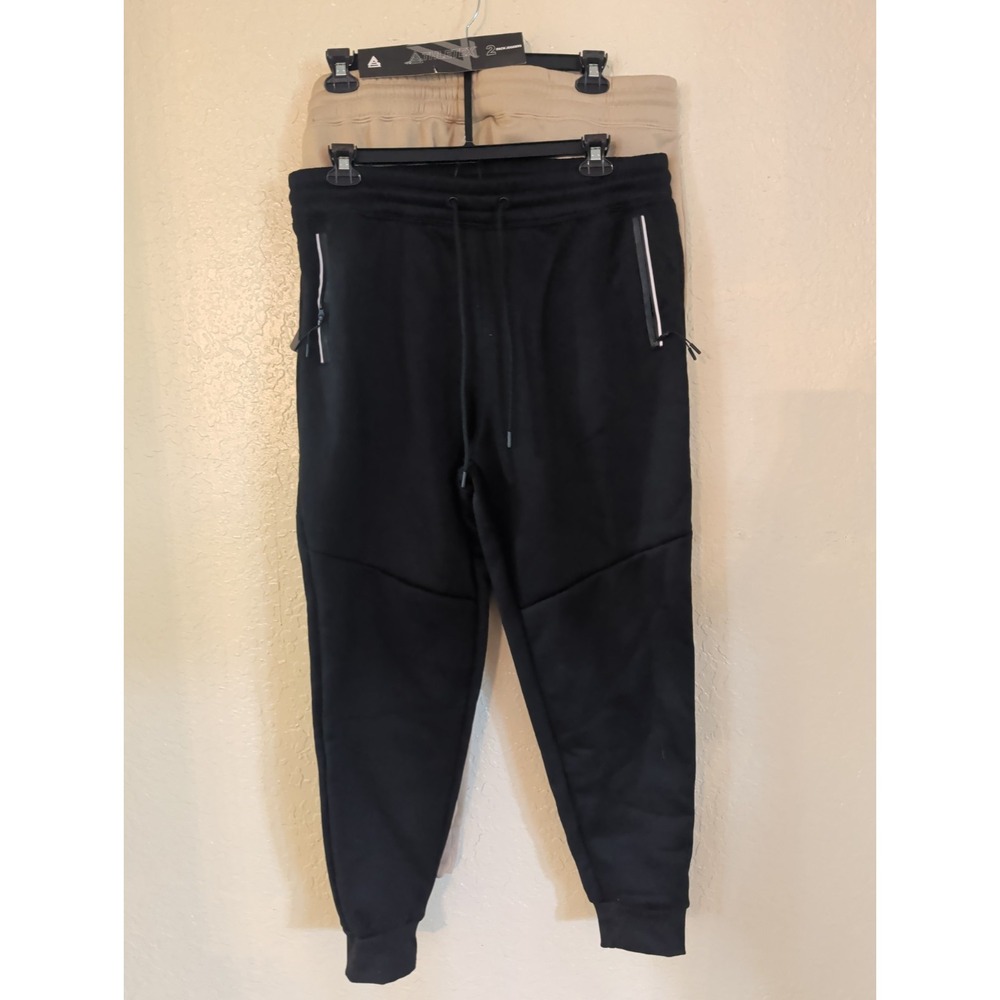 Athletex Men's XL 2 Pack Khaki and Black Joggers Pants Athletic Casual Wear NEW